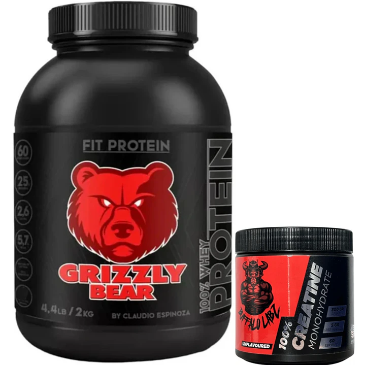 Pack Proteina Whey Grizzly Bear - 2 Kilos + Creatine 100% monohydrate Buffalo Labz 300gr 1