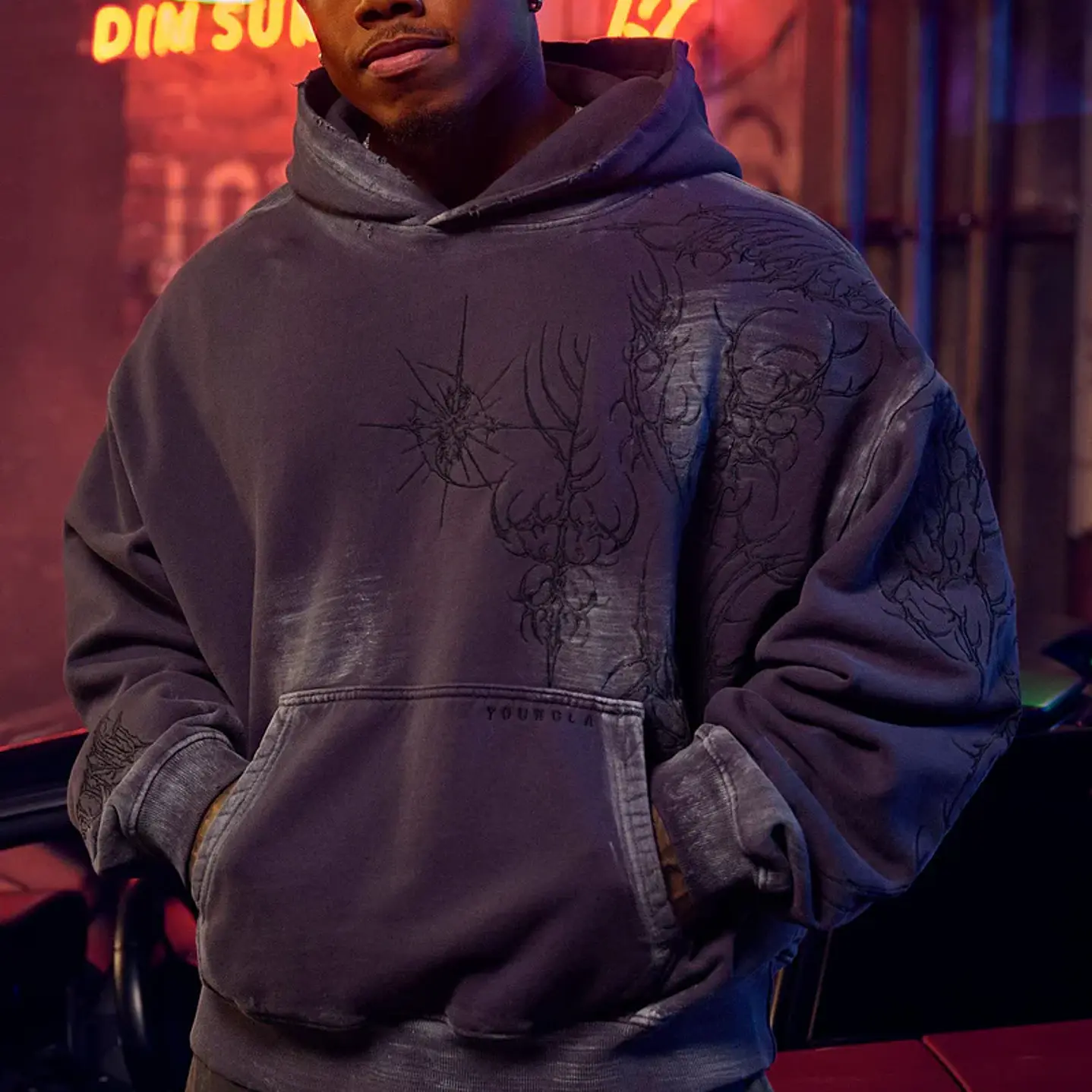 5057 - Sudadera Con Capucha Cyberpunk - Morada 2