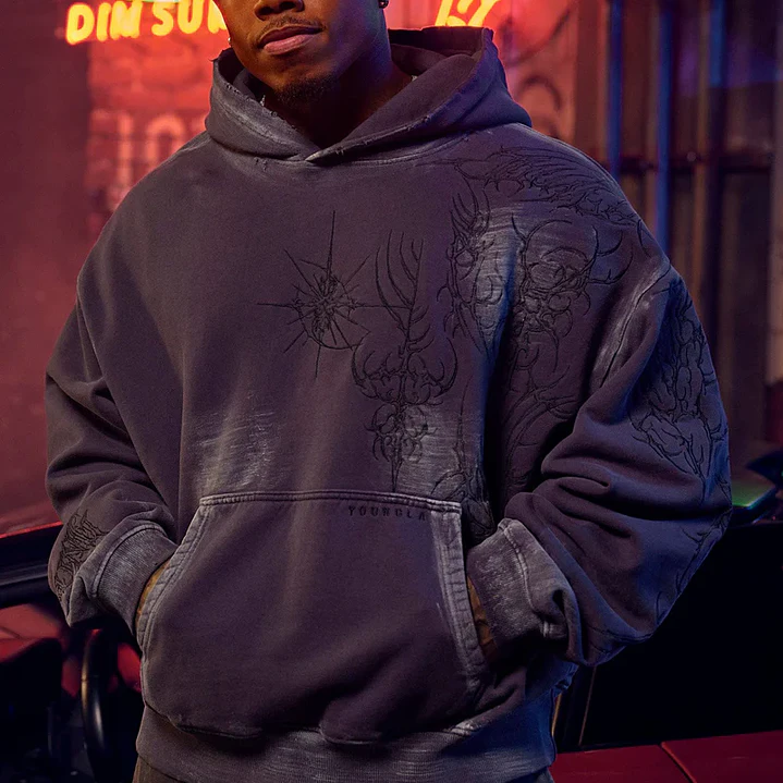 5057 - Sudadera Con Capucha Cyberpunk - Morada 2