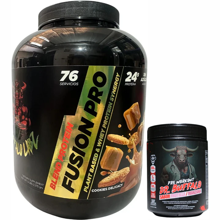 Pack Blend Protein Fusion Pro 5lb + Pre Workout Dr. Buffalo Labz 460gr 30 servicios 1