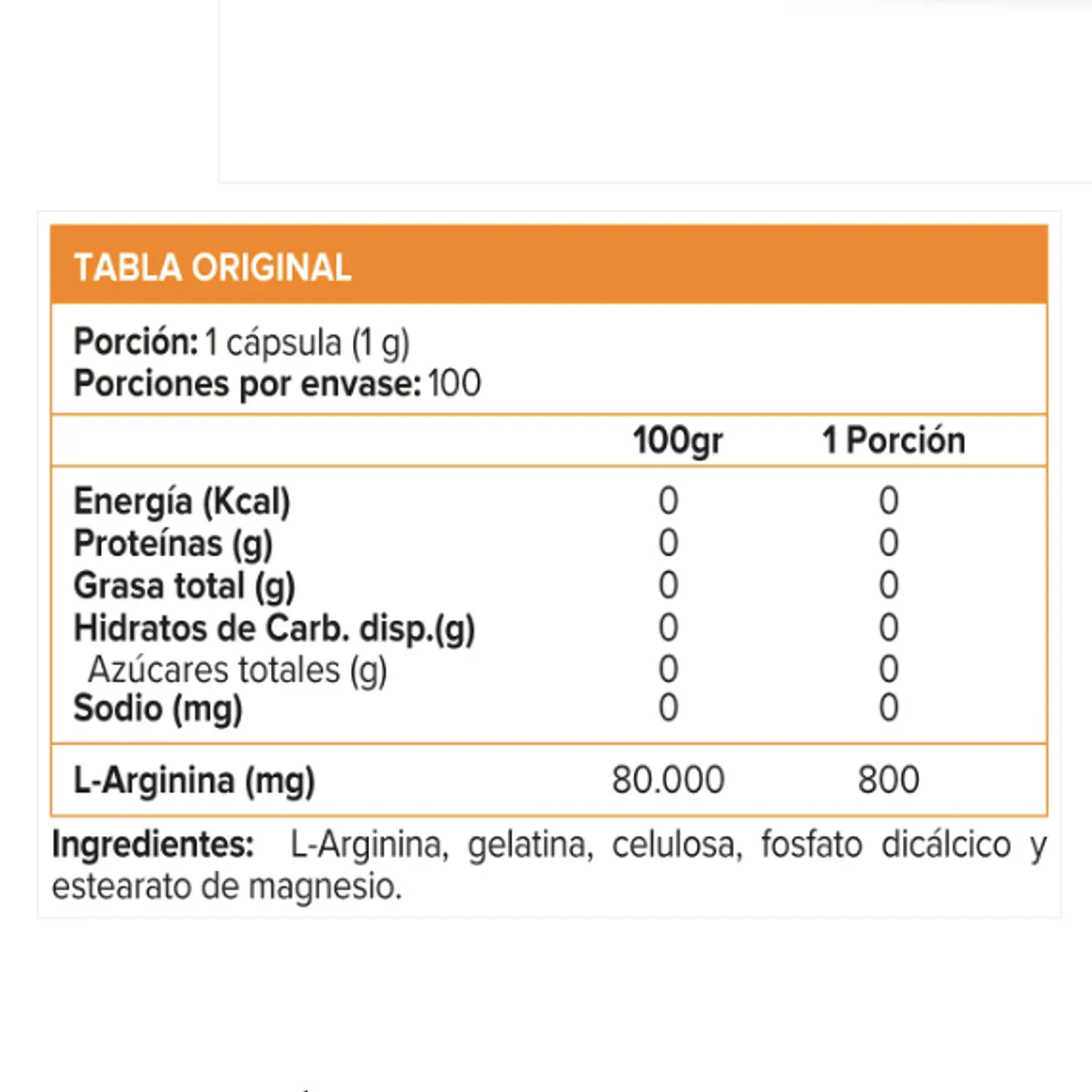 Arginina Power Platinum Series 100 capsulas 2