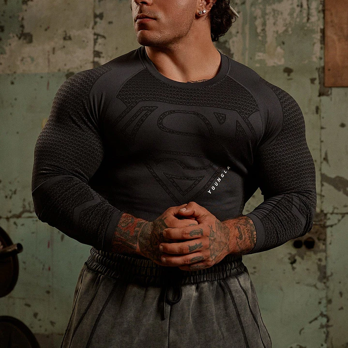 8066 - Compresion Superman Manga Larga - Negro 1