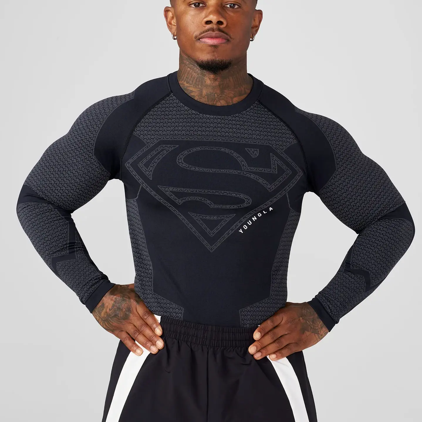 8066 - Compresion Superman Manga Larga - Negro 2