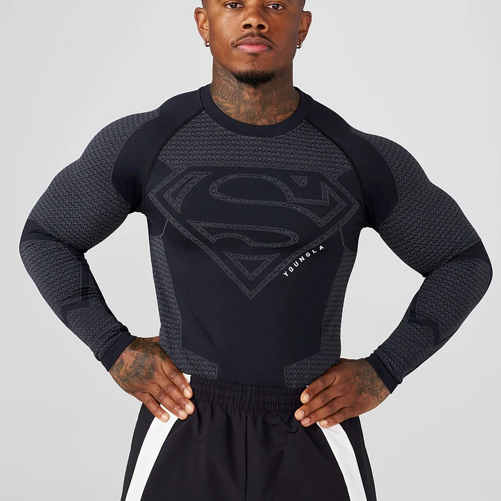 8066 - Compresion Superman Manga Larga - Negro 2