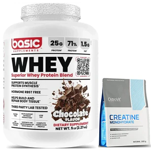 Pack Basic Whey Superior Protein Blend 5 lb + OstroVit Creatine Monohydrate 300gr