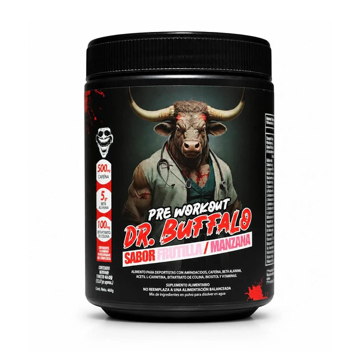 Pack Pre Workout Dr. Buffalo Labz 460gr 30 servicios + Testo Full Buffalo 120 capsulas 2