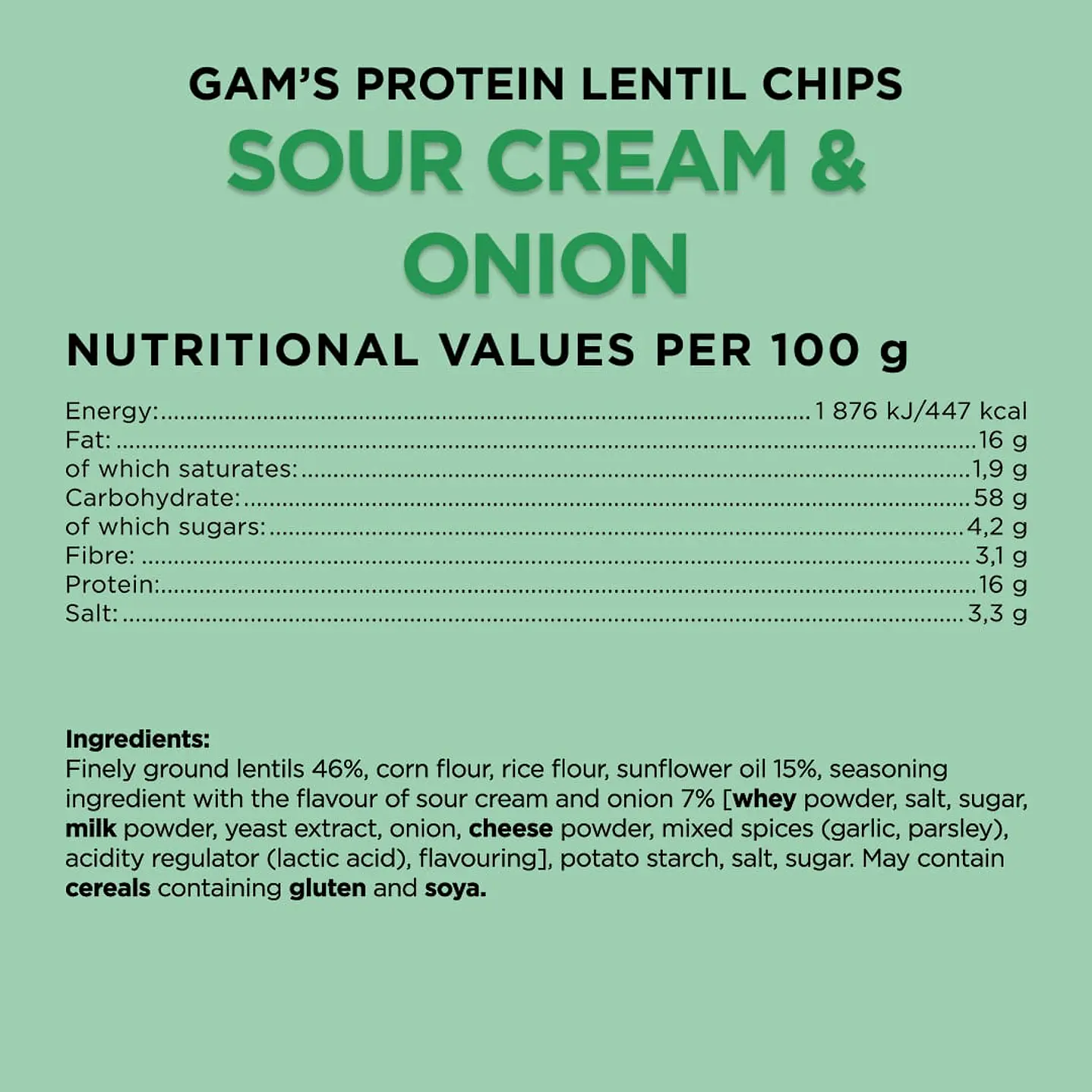 Gams Protein Lentil Chips 65gr (box 12 unidades) 12