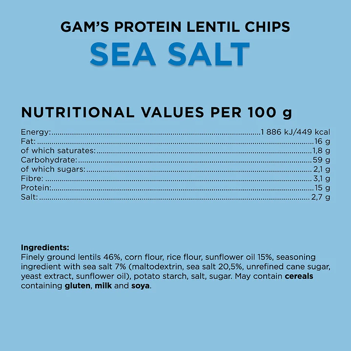 Gams Protein Lentil Chips 65gr (box 12 unidades) 16