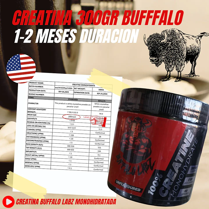 Pack 12 Creatina 100% monohydrate Buffalo Labz 300gr (pre venta) 3