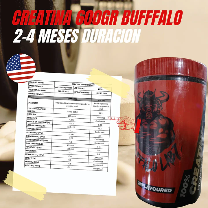 Pack 12 Creatina 100% monohydrate Buffalo Labz 600gr 3