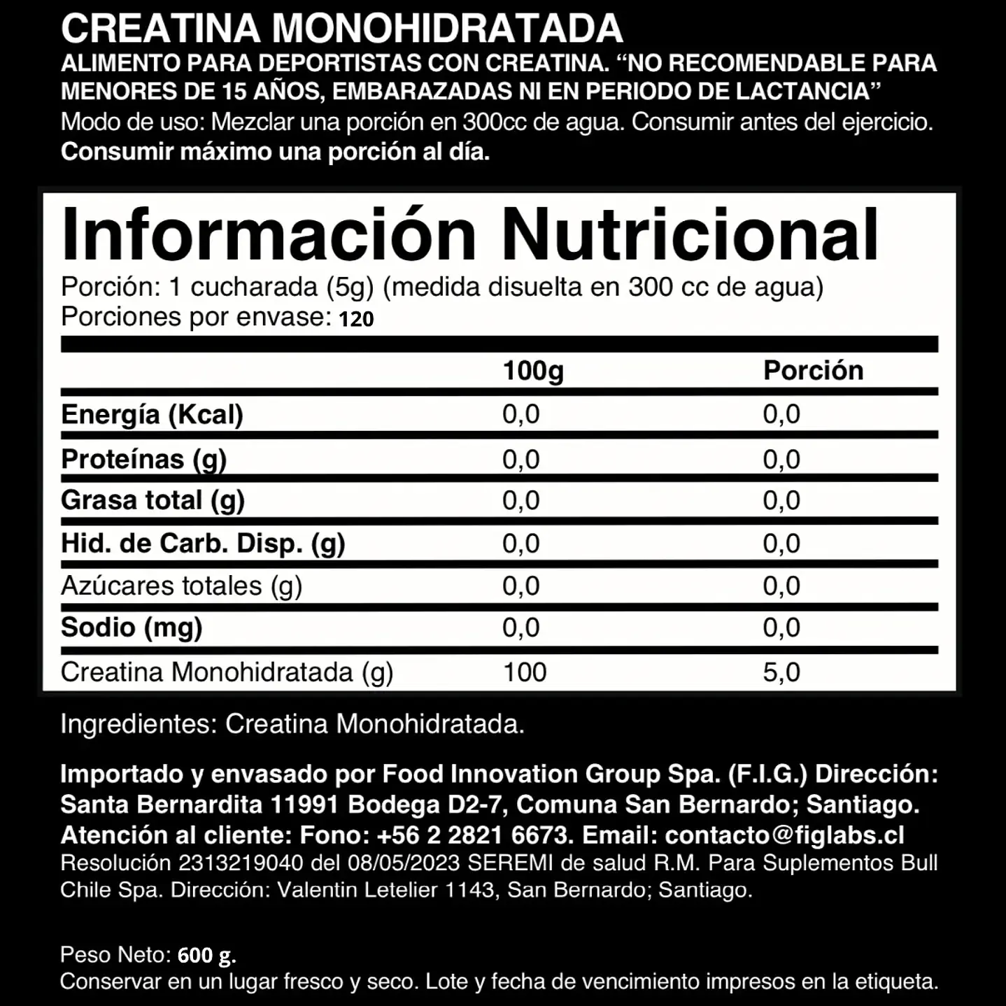 Pack 12 Creatina 100% monohydrate Buffalo Labz 600gr 2