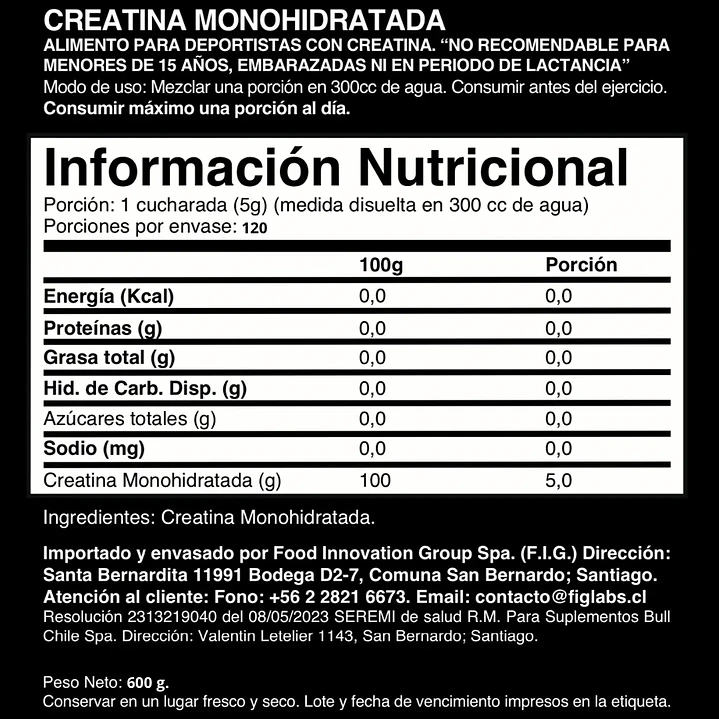 Pack 12 Creatina 100% monohydrate Buffalo Labz 600gr 2