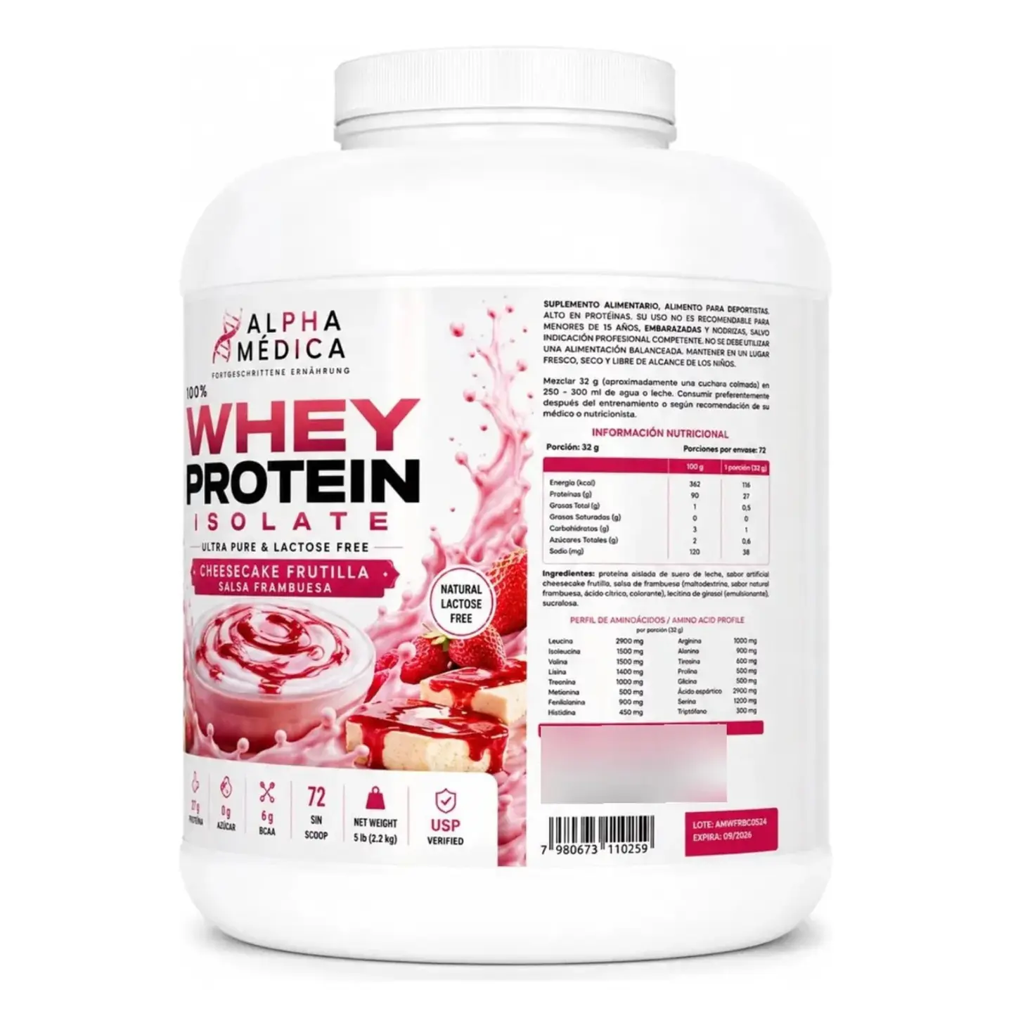 Proteina 100% Whey Isolate - 2.3kg, 72 servicios 4