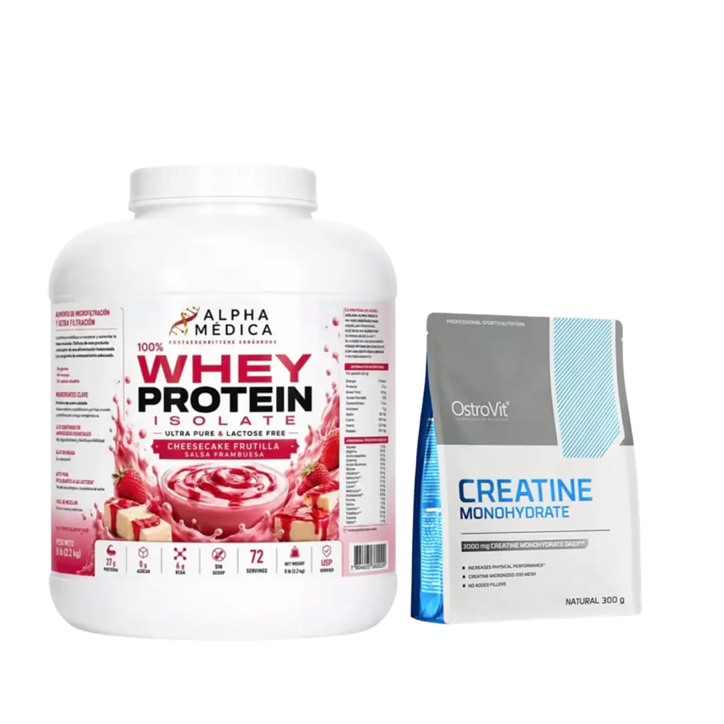 Pack Proteina 100% Whey Isolate - 2.3kg, 72 servicios + OstroVit Creatina Monohydrate 300gr 6