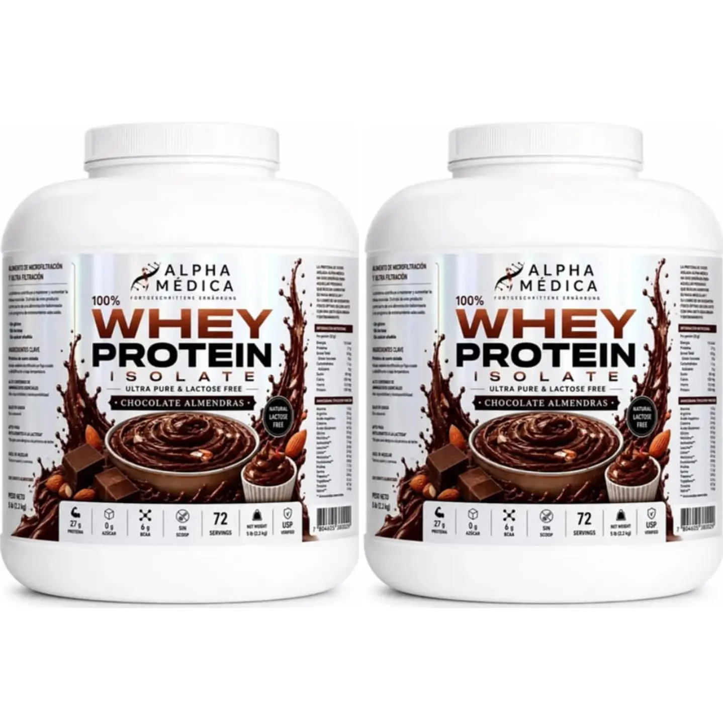 Pack 2 Proteina 100% Whey Isolate - 2.3kg, 72 servicios 1
