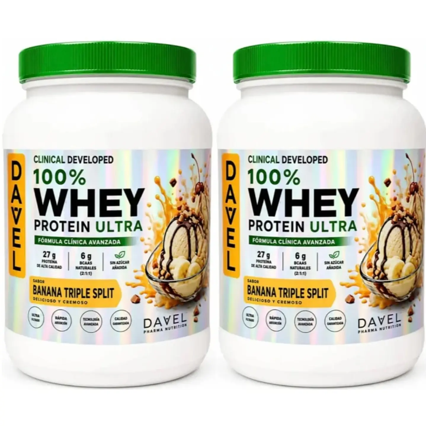 Pack 2 Whey Protein Ultra Davel 1kg- 33 servicios 1