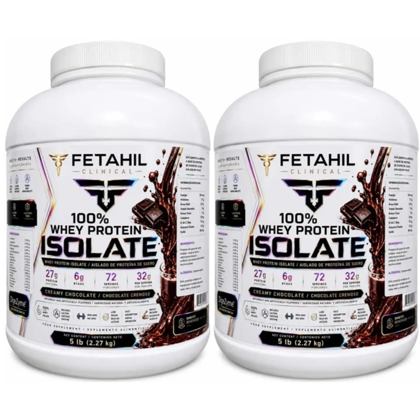 Pack 2 100% Whey Protein Isolate Fetahil - 2,2kg 4