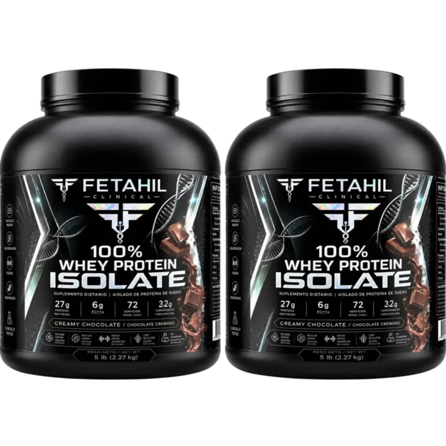 Pack 2 100% Whey Protein Isolate Fetahil - 2,2kg 1