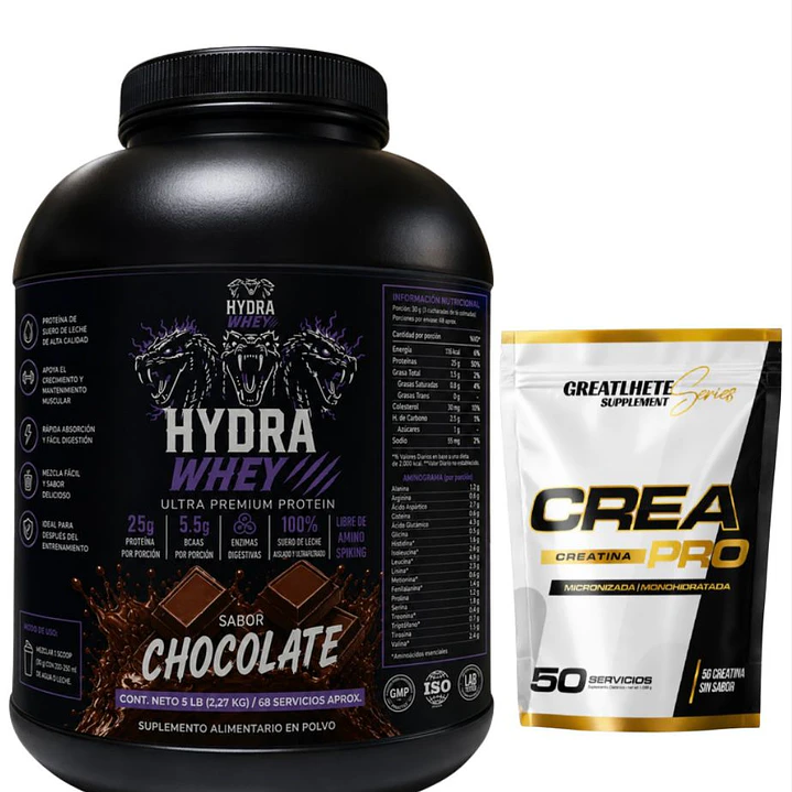 Pack Hydra Whey Ultra Premium Protein 5 lb + Crea Creatine Pro 250gr 1