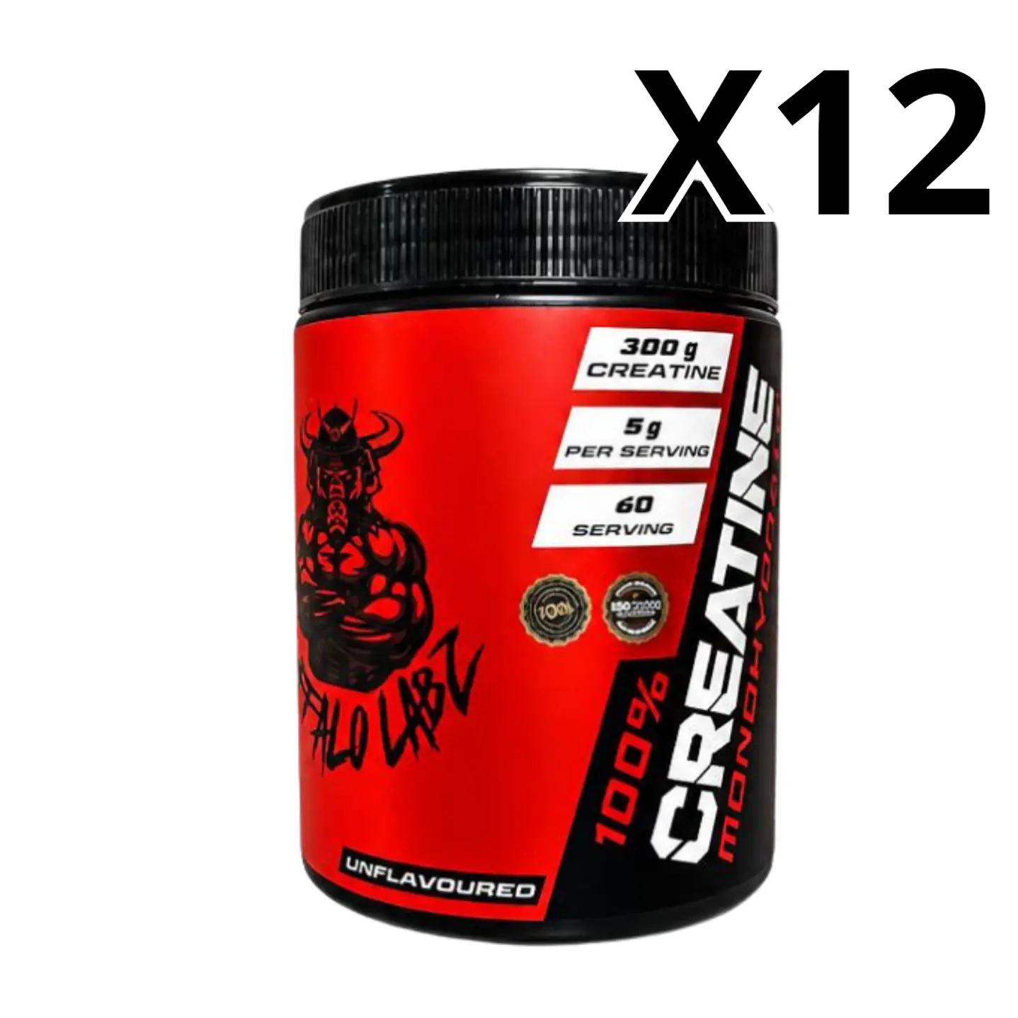 Pack 12 Creatina 100% monohydrate Buffalo Labz 300gr 1
