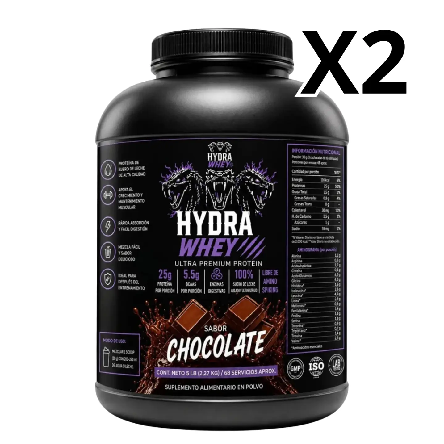 Pack 2 Hydra Whey Ultra Premium Protein 5 lb 1