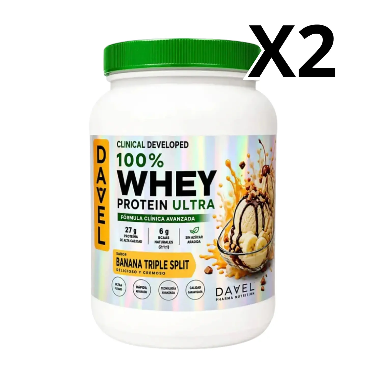 Pack 2 Whey Protein Ultra Davel 1kg- 33 servicios 1
