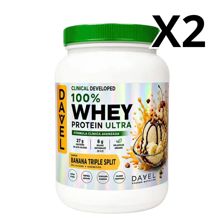 Pack 2 Whey Protein Ultra Davel 1kg- 33 servicios 1