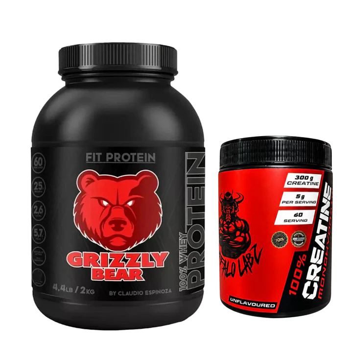 Pack Proteina Whey Grizzly Bear - 2 Kilos + Creatine 100% monohydrate Buffalo Labz 300gr 1