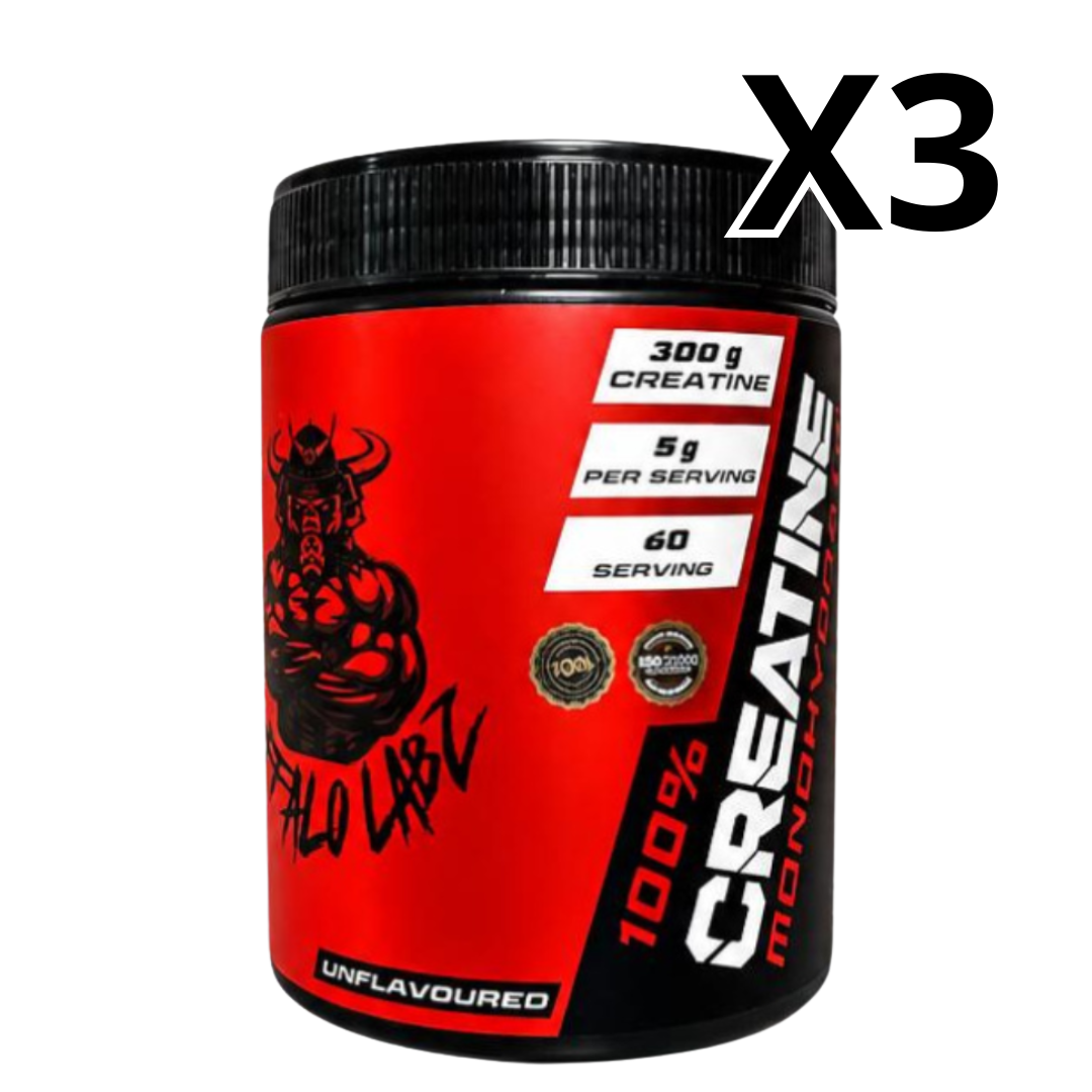 Pack 3 Creatina 100% monohydrate Buffalo Labz 300gr