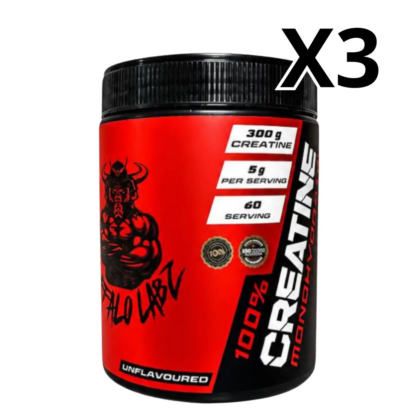 Pack 3 Creatina 100% monohydrate Buffalo Labz 300gr 1