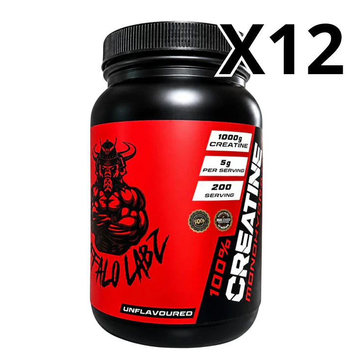 Pack 12 Creatina 100% monohydrate Buffalo Labz 1kg 1