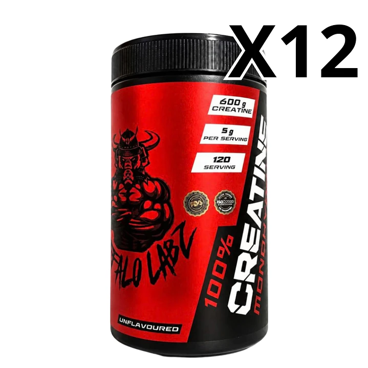 Pack 12 Creatina 100% monohydrate Buffalo Labz 600gr 1