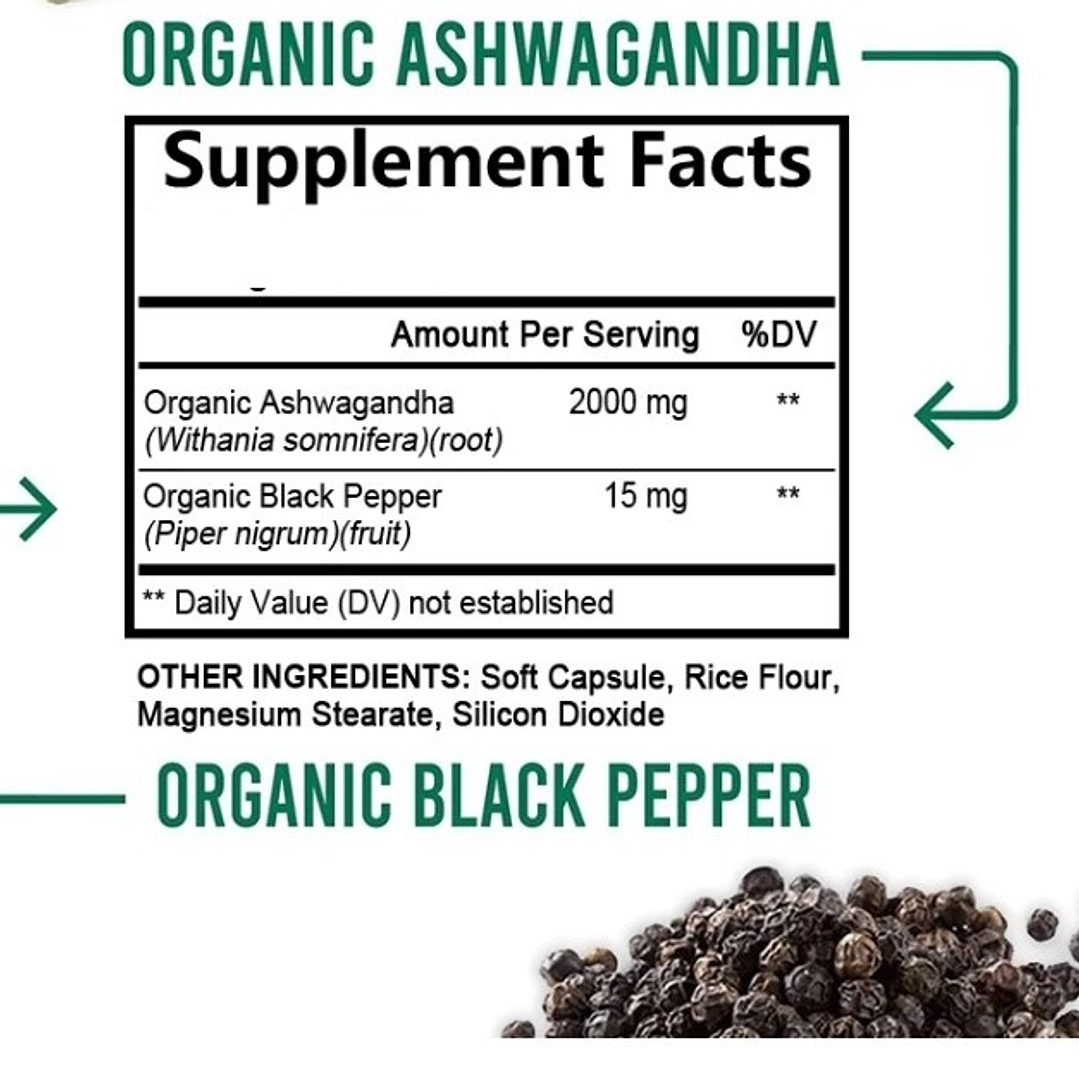 ✨🌿Ashwagandha – Suplemento Natural (30 cápsulas) , Fuerza Extra 2000mg🌿✨ 3