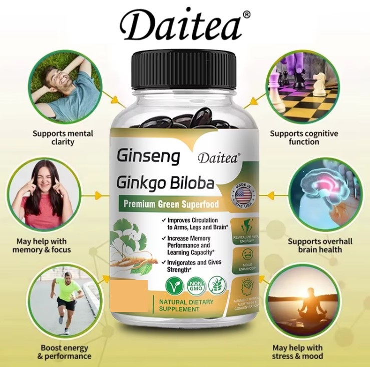 Suplemento de Ginseng Rojo Coreano con Ginkgo Biloba – 30 cápsulas 1