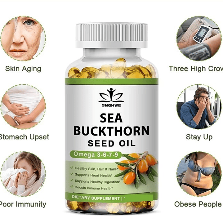 Omega 7,3,6,9 Aceite Espino Amarillo Cabello Piel Uñas Vision 60 capsulas 3