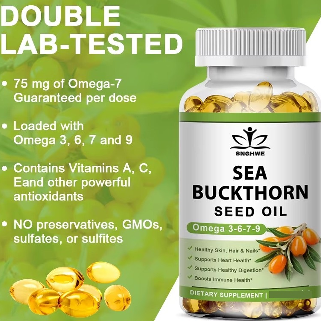 Omega 7,3,6,9 Aceite Espino Amarillo Cabello Piel Uñas Vision 60 capsulas 1