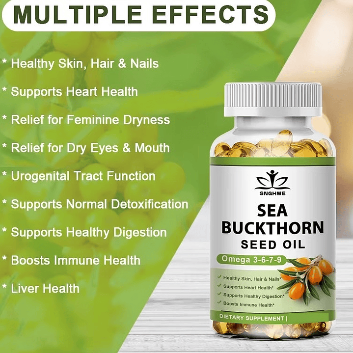 Omega 7,3,6,9 Aceite Espino Amarillo Cabello Piel Uñas Vision 60 capsulas 4