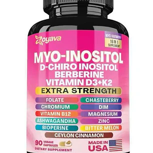 Myo-Inositol + D-Chiro Inositol con Vitaminas y Minerales – 90 cápsulas