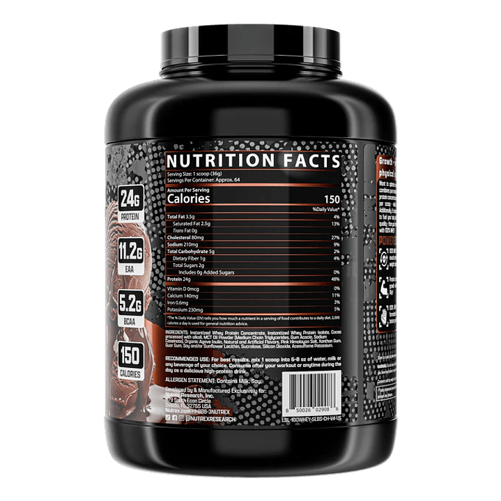 100% WHEY NUTREX 5 LB 64 serv Chocolate	enero-2028	$54.000 2