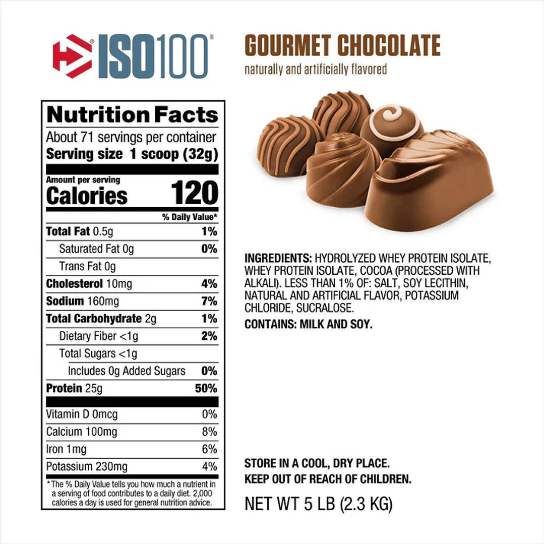 ISO 100 Hydrolyzed - 5 lbs / 70 servicios, fudge brownie 2