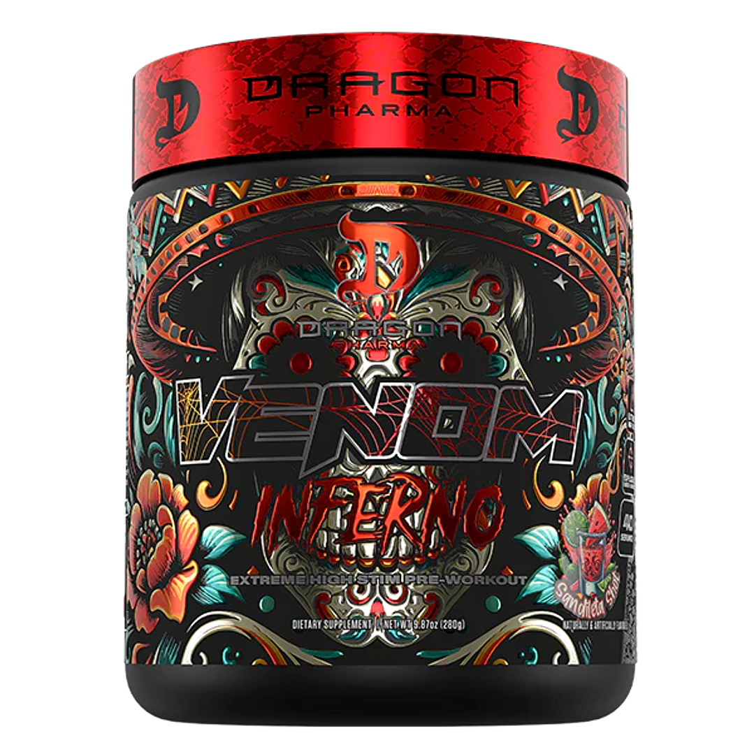 VENOM INFERNO Extreme Pre Workout USA – 280 grs / 40 servicios, sandileta shot 1