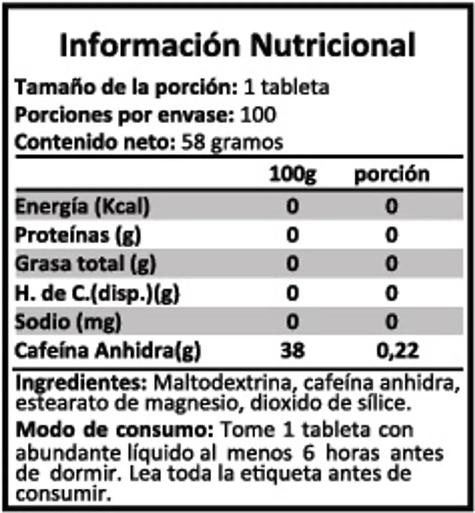 Cafeína Anhidrida 100 tabletas 220mg- Magmagen 2