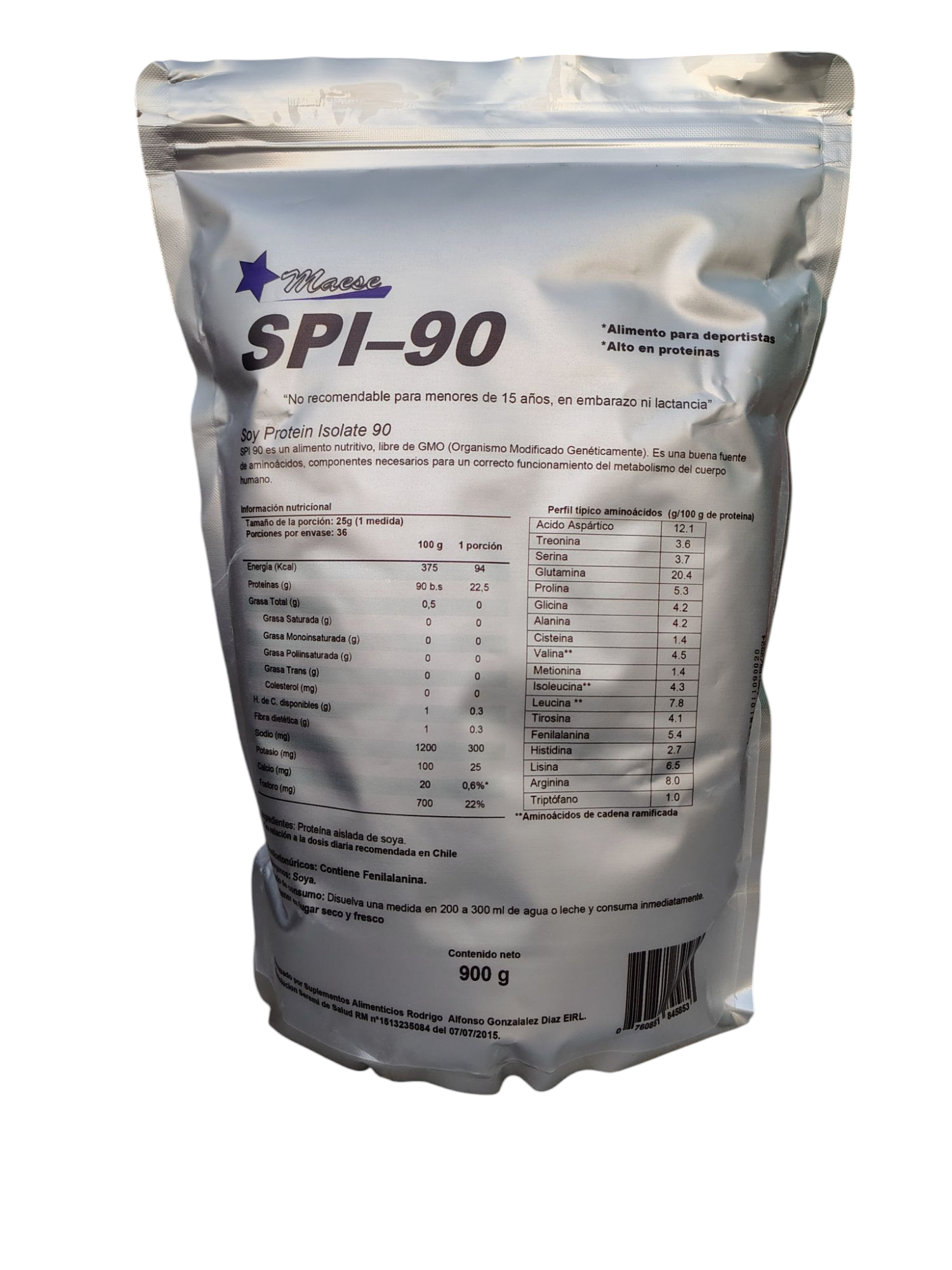 Proteína Aislada de Soya 900g