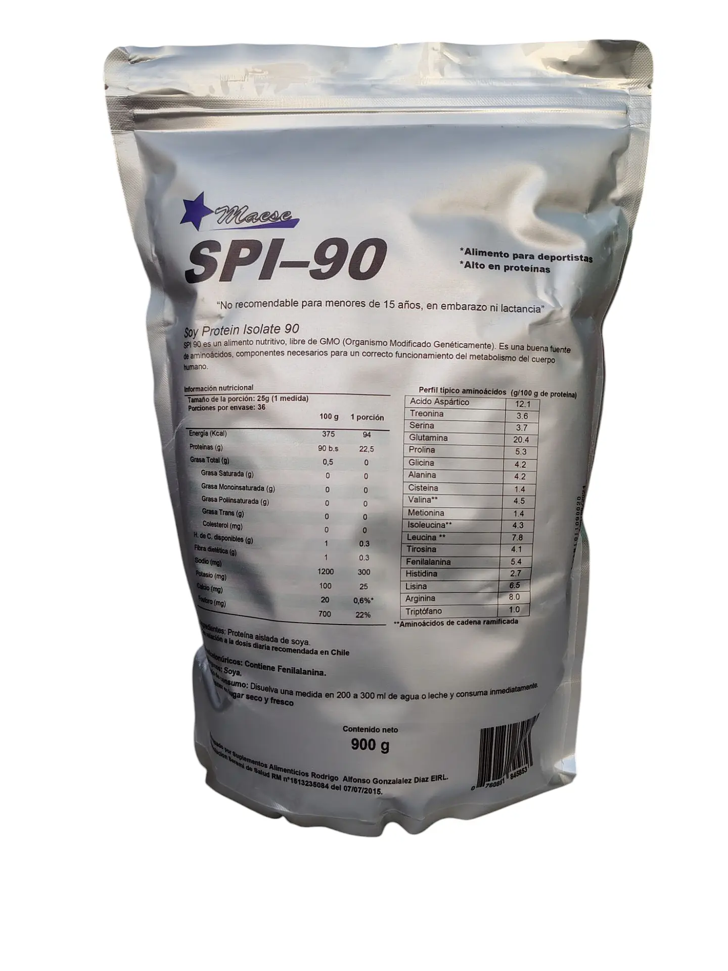 SPI 90 - Proteína Aislada de Soya 2lb (900g) Maese  1