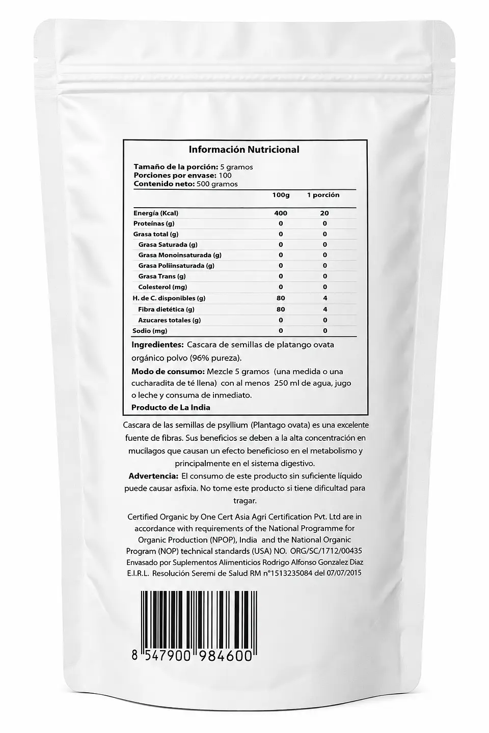 Psyllium Husk Organico 500g Magmagen 2