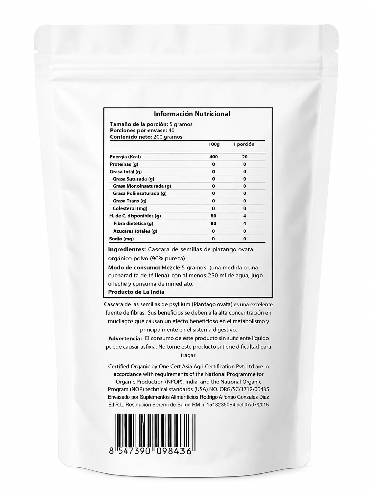 Psyllium Husk Organico 200g Magmagen 2