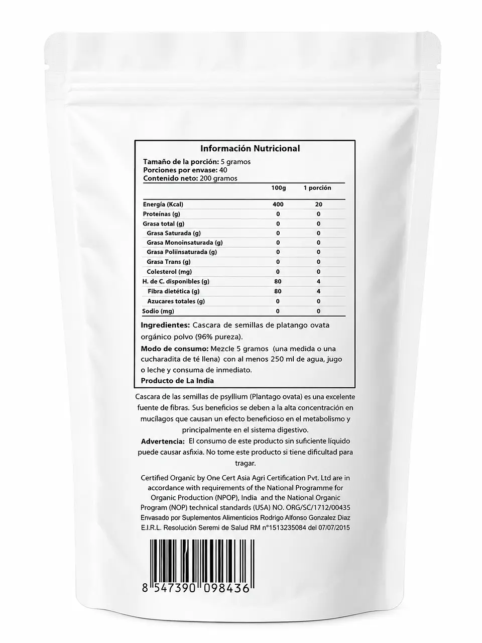 Psyllium Husk Organico 200g Magmagen 2