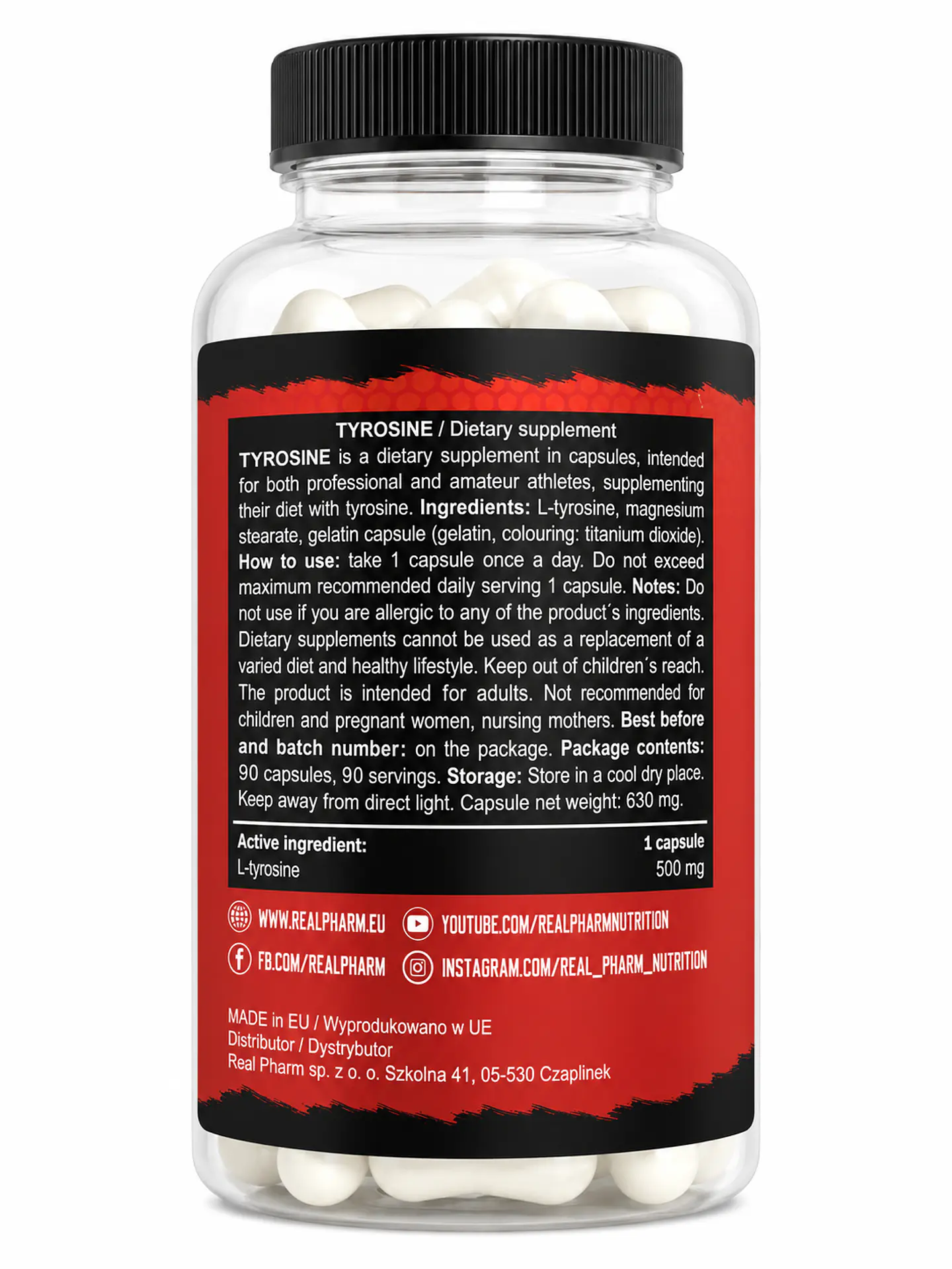 L-Tirosina 90 capsulas 500mg Real Pharm 2