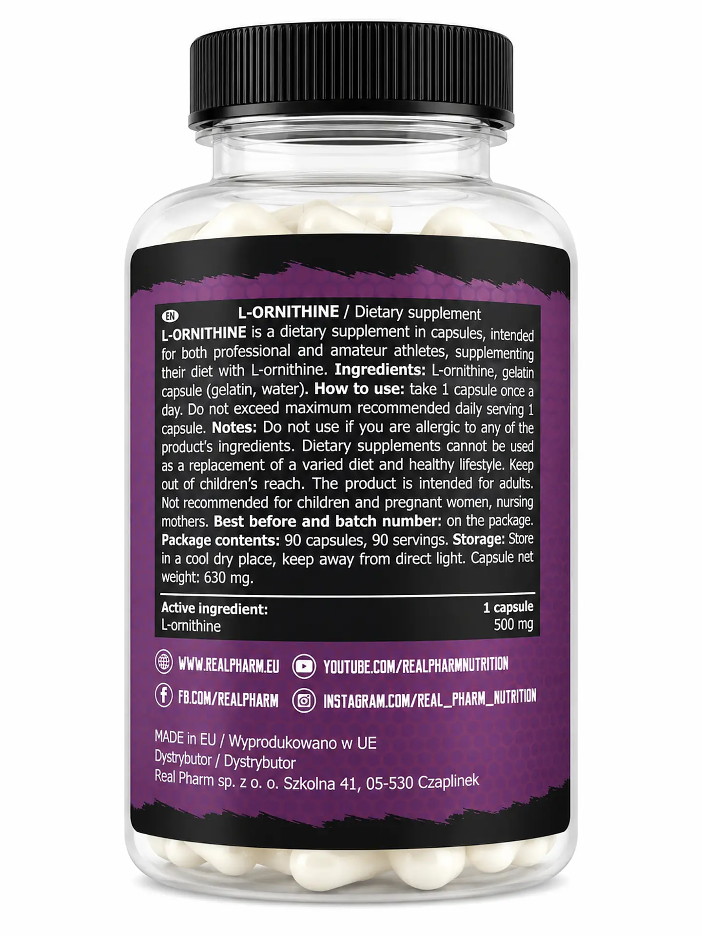 L-Ornitina 90 capsulas - Real Pharm 2