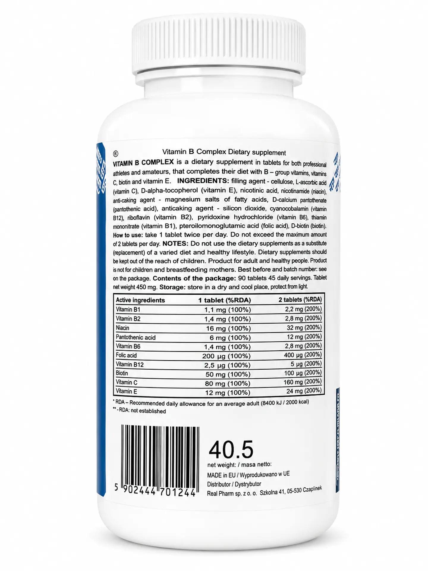 Complejo B 90 tabletas Real Pharm 2